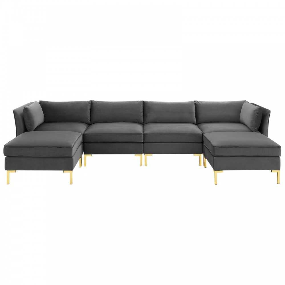 Ardent 6-Piece Performance Velvet Sectional Sofa, Gray, EEI-4272-GRY