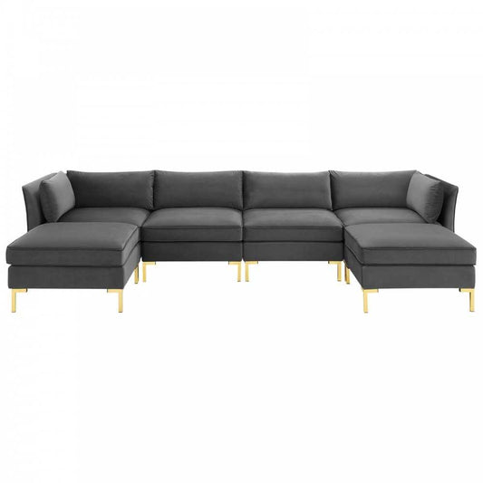Ardent 6-Piece Performance Velvet Sectional Sofa, Gray, EEI-4272-GRY