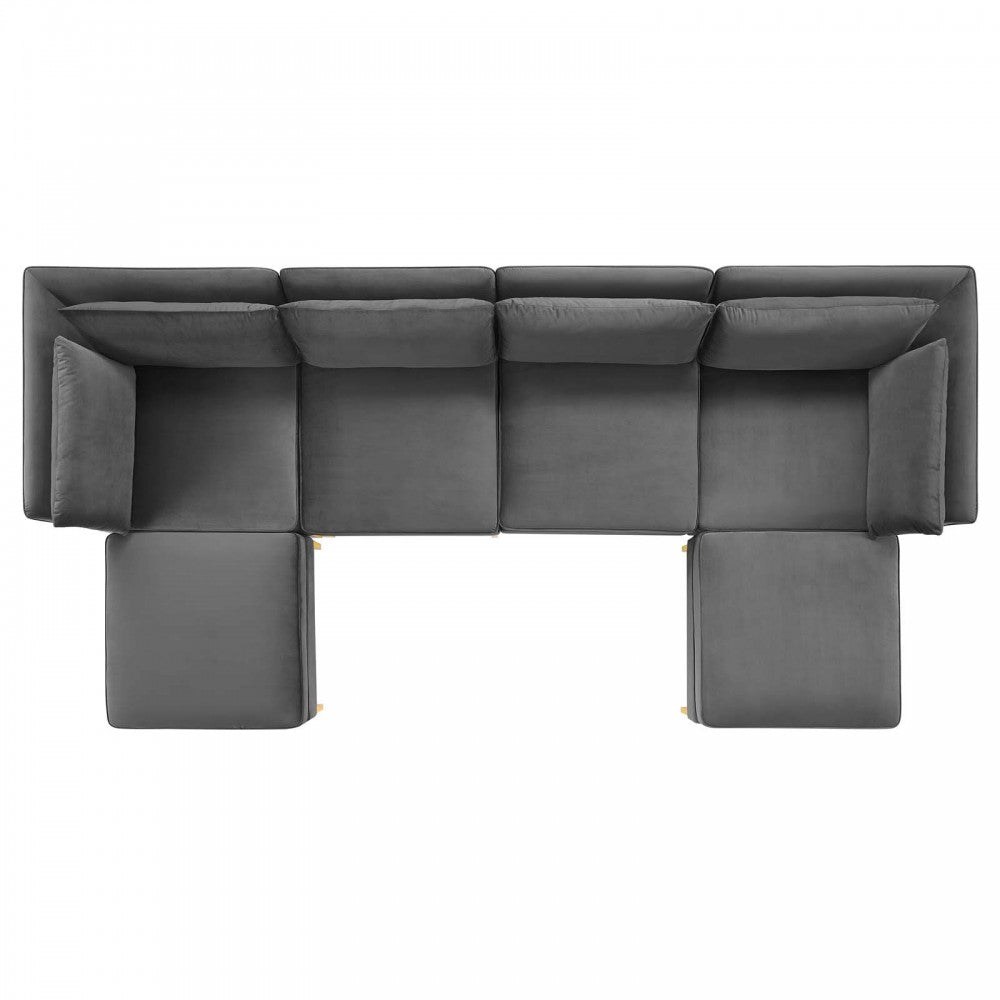 Ardent 6-Piece Performance Velvet Sectional Sofa, Gray, EEI-4272-GRY