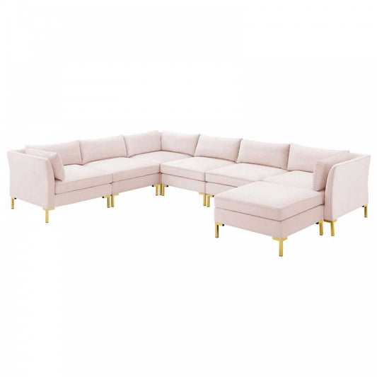 Ardent 7-Piece Performance Velvet Sectional Sofa, Pink