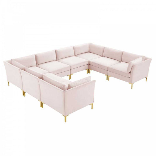 Ardent 8-Piece Performance Velvet Sectional Sofa, Pink