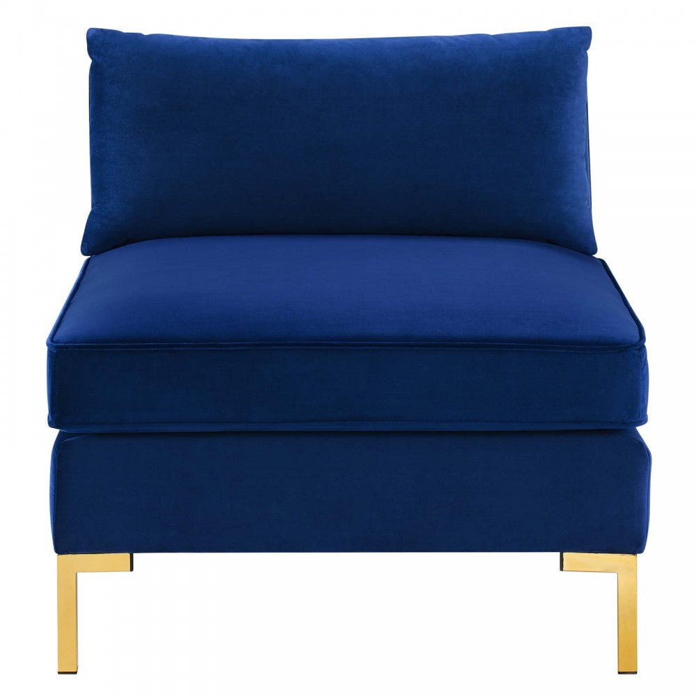 Ardent Performance Velvet Armless Chair, Navy