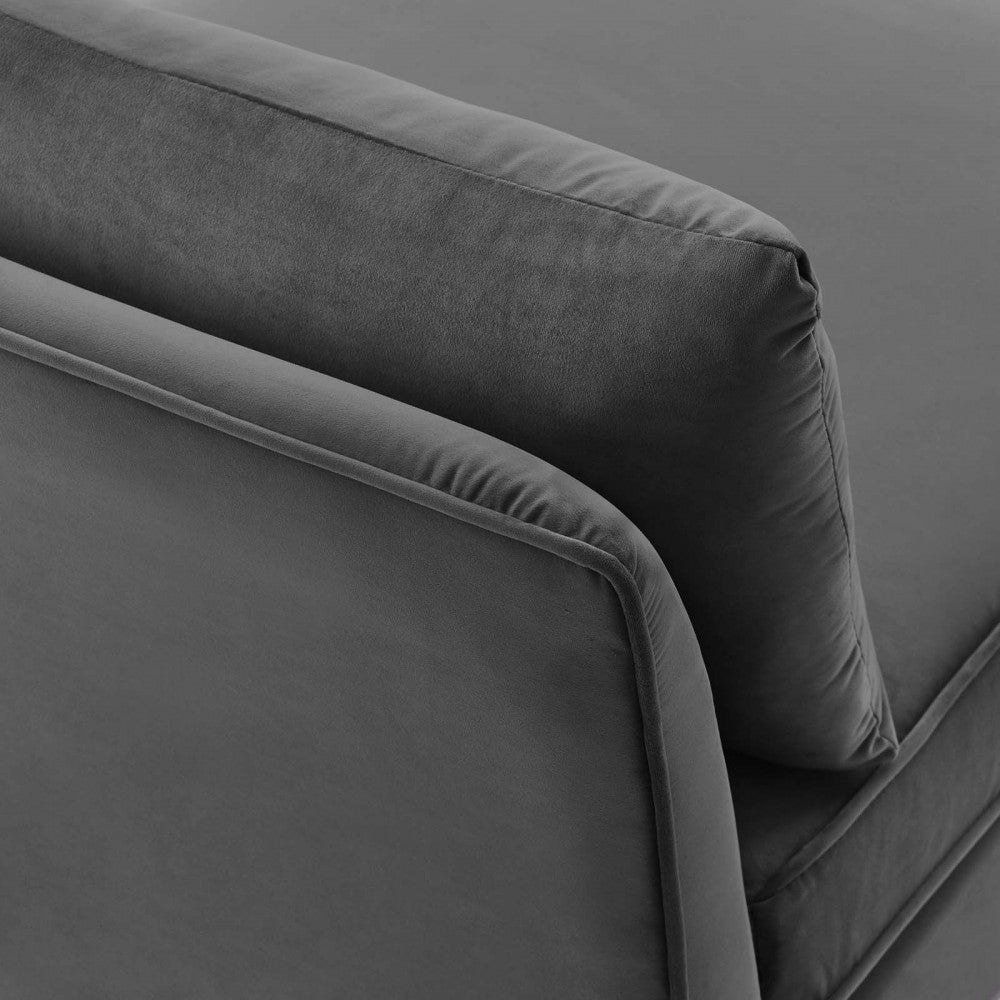 Ardent Performance Velvet Armless Chair, Gray