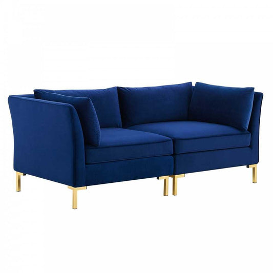 Ardent Performance Velvet Loveseat, Navy