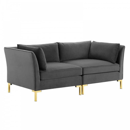 Ardent Performance Velvet Loveseat, Gray