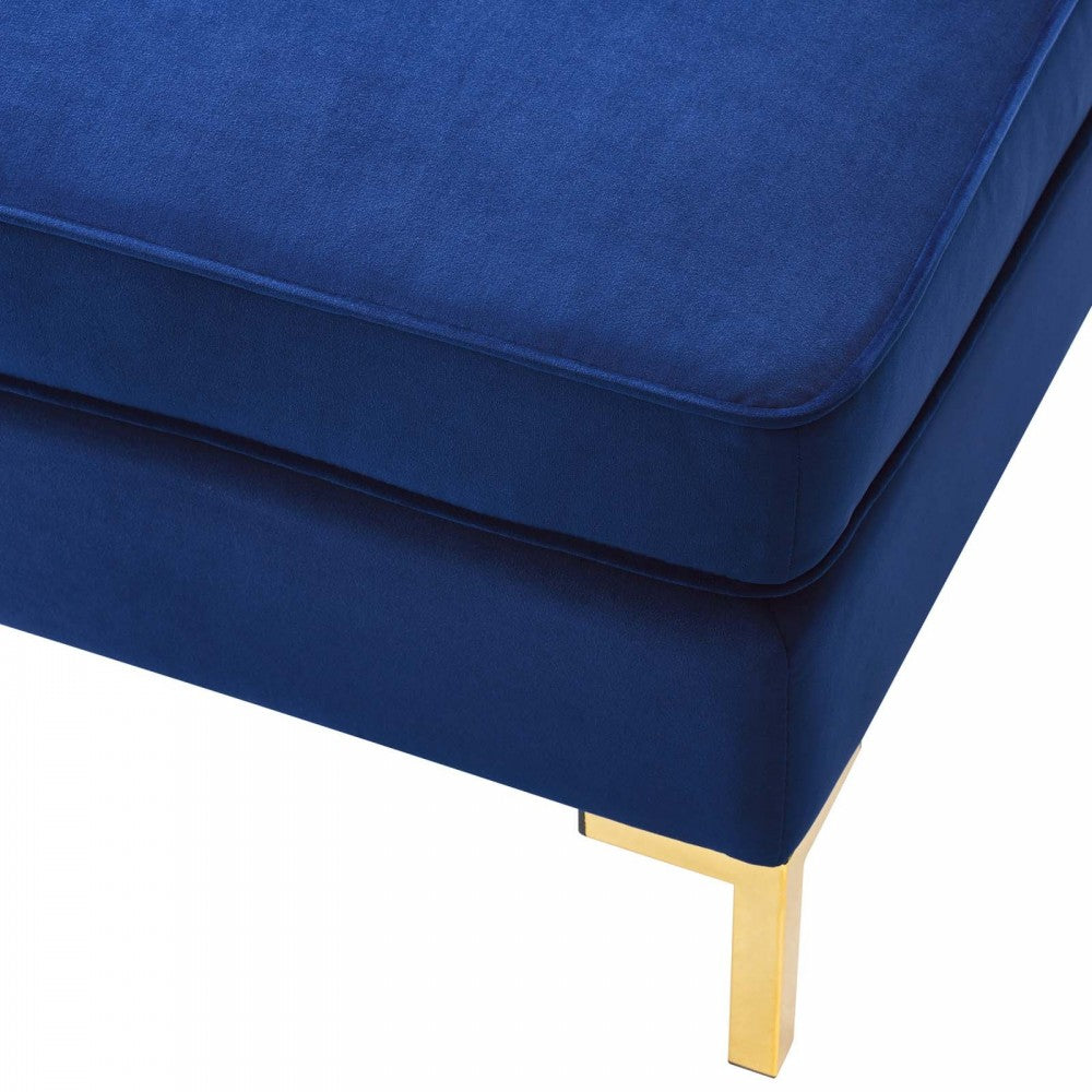 Ardent Performance Velvet Ottoman, Navy