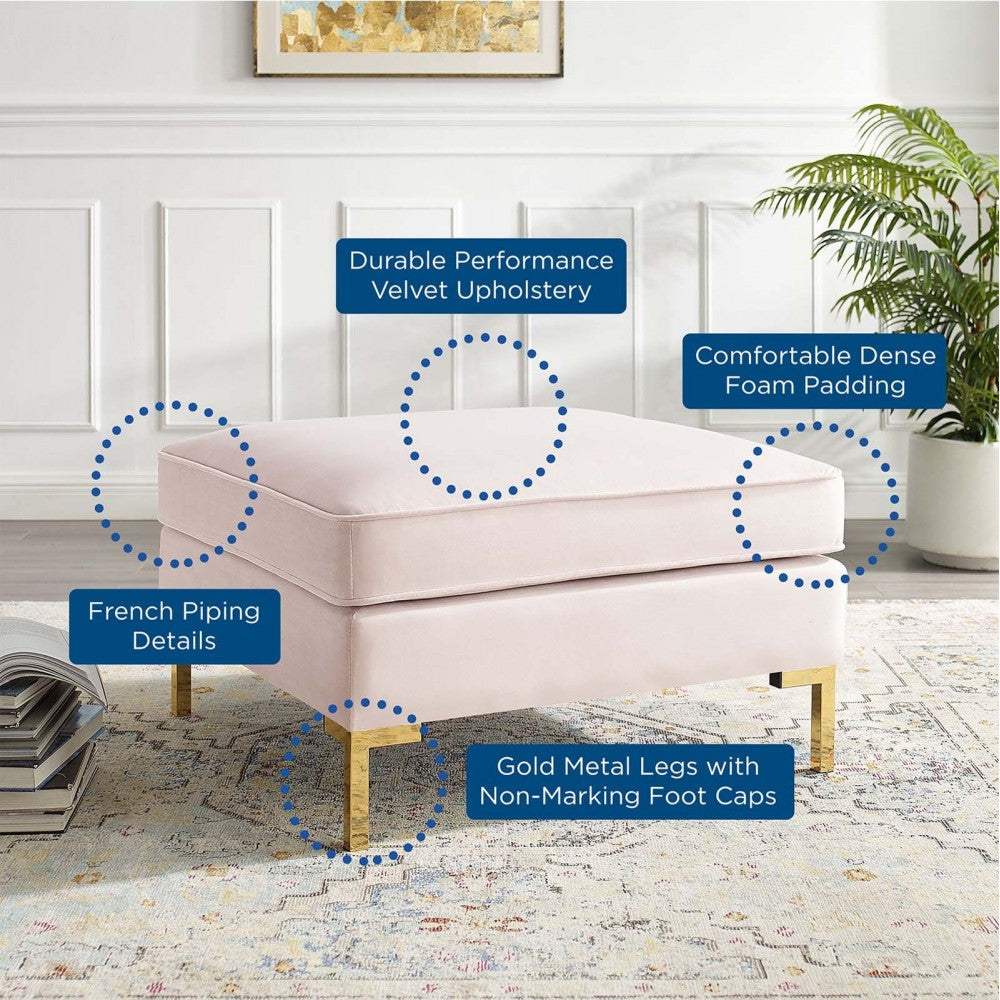 Ardent Performance Velvet Ottoman, Pink