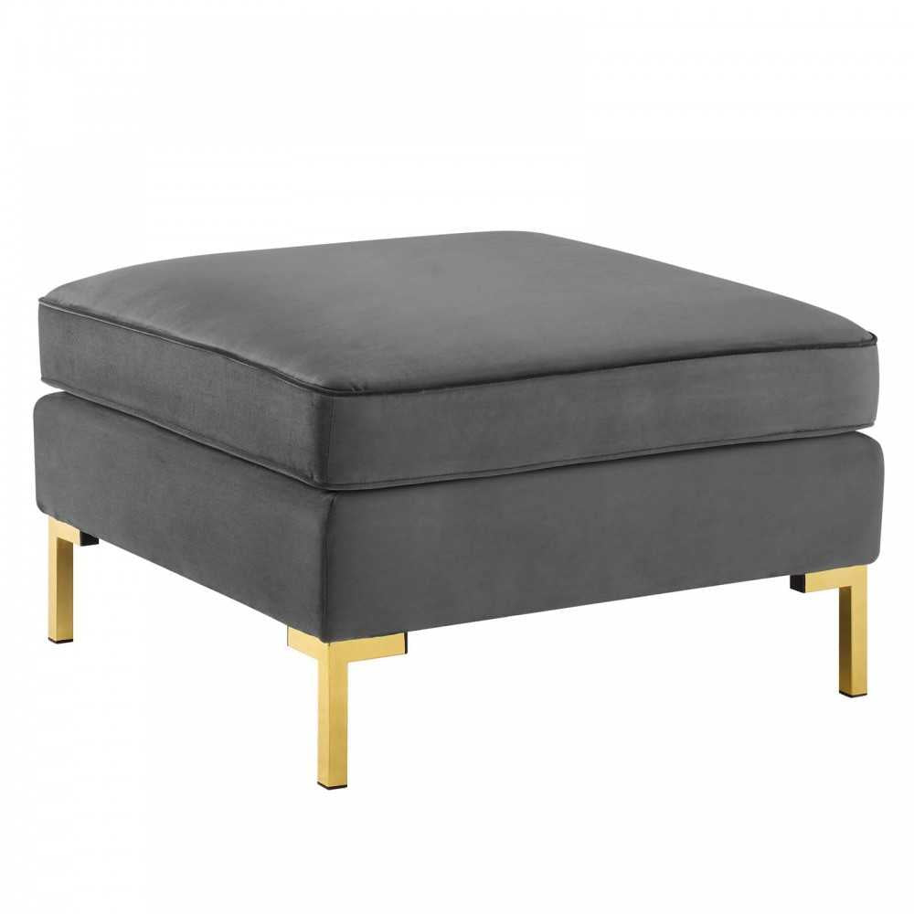 Ardent Performance Velvet Ottoman, Gray