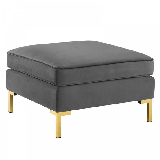 Ardent Performance Velvet Ottoman, Gray