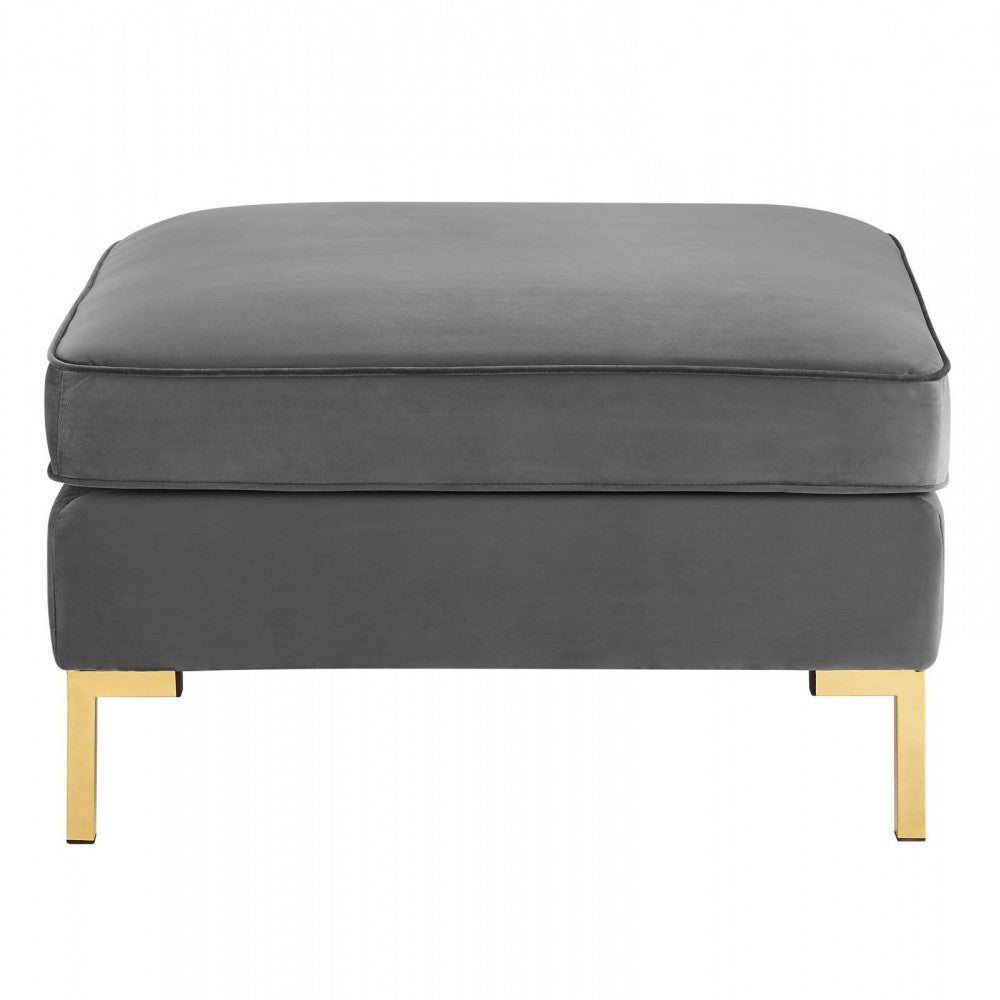 Ardent Performance Velvet Ottoman, Gray