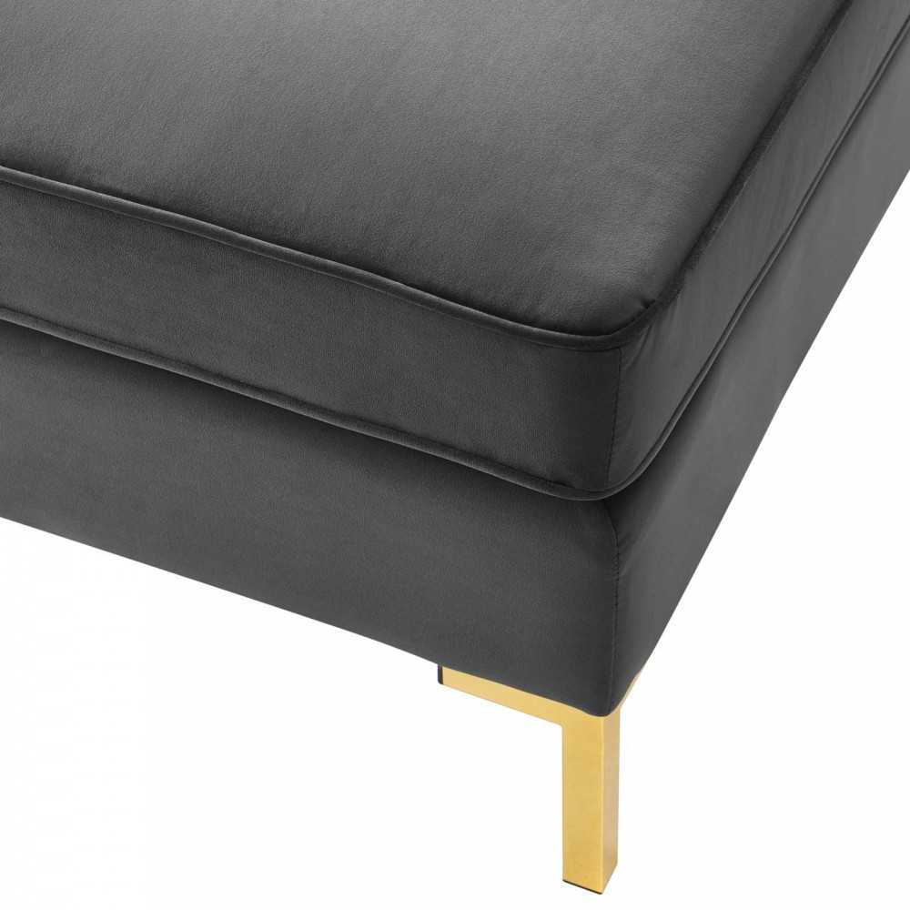 Ardent Performance Velvet Ottoman, Gray