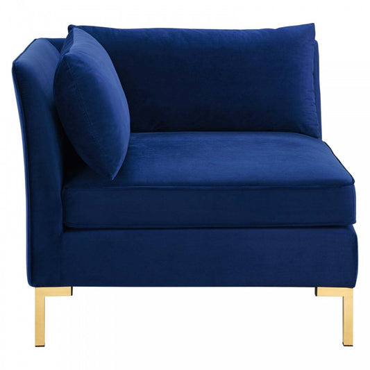 Ardent Performance Velvet Sectional Sofa Corner Chair, Navy