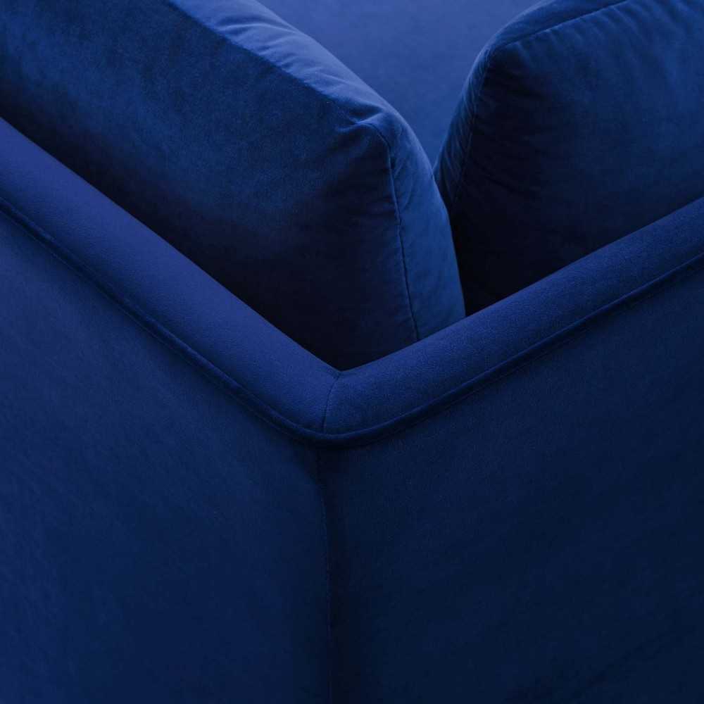 Ardent Performance Velvet Sectional Sofa Corner Chair, Navy
