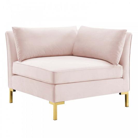 Ardent Performance Velvet Sectional Sofa Corner Chair, Pink