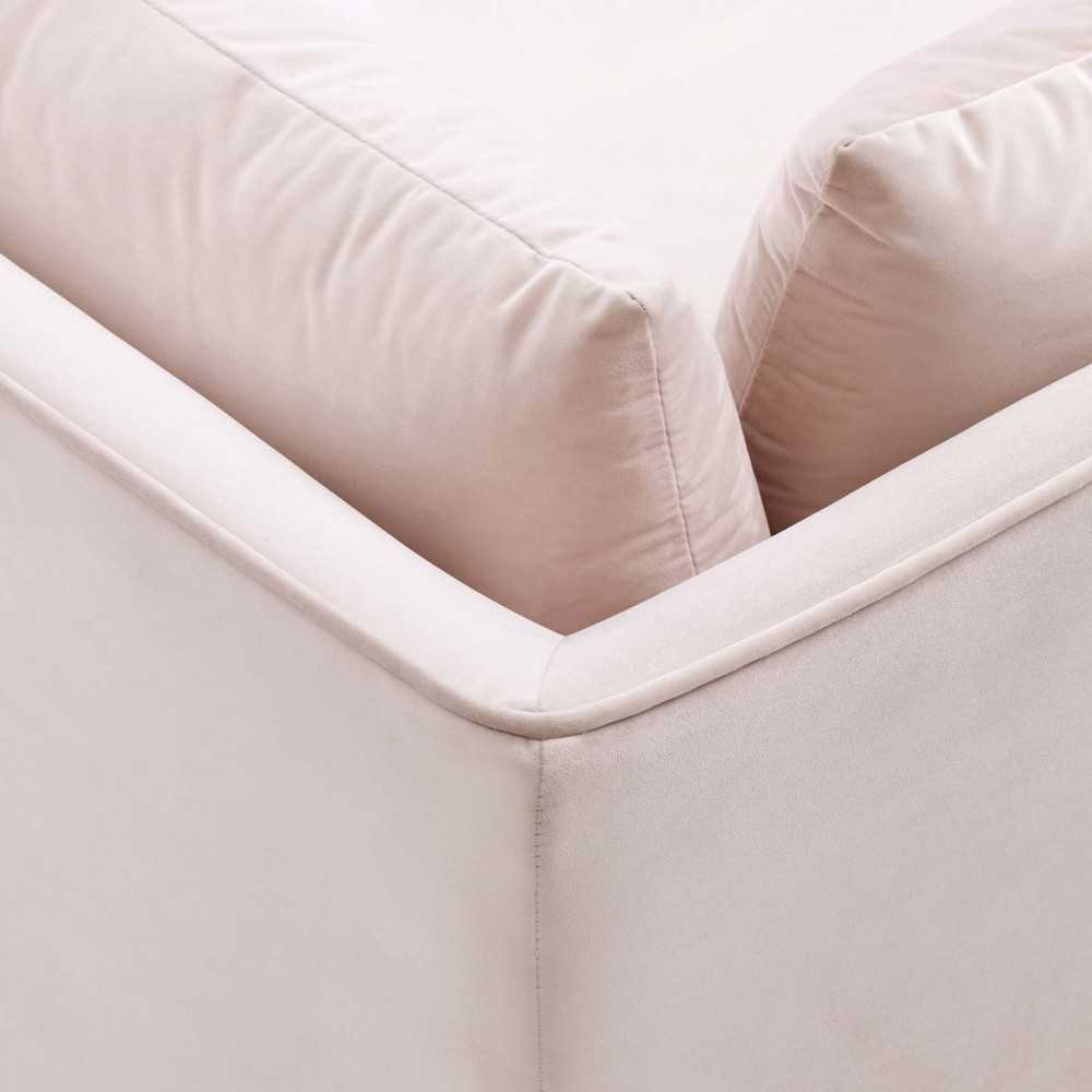 Ardent Performance Velvet Sectional Sofa Corner Chair, Pink
