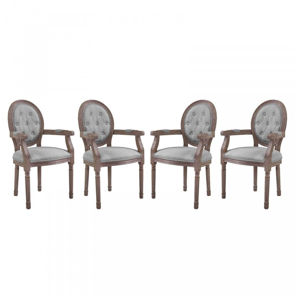 Arise Dining Armchair Upholstered Fabric Set of 4, Light Gray