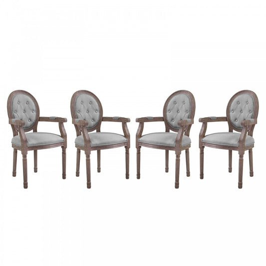 Arise Dining Armchair Upholstered Fabric Set of 4, Light Gray
