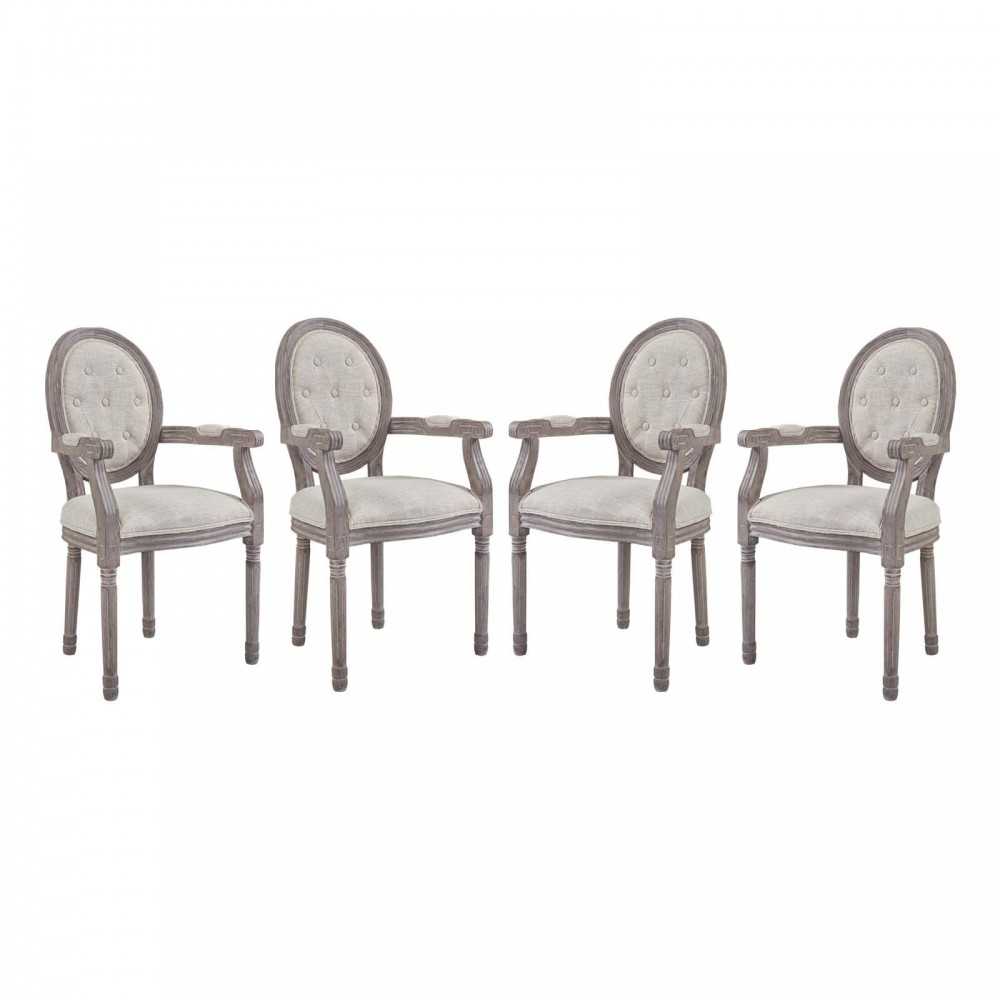 Arise Dining Armchair Upholstered Fabric Set of 4, Beige