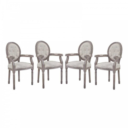 Arise Dining Armchair Upholstered Fabric Set of 4, Beige