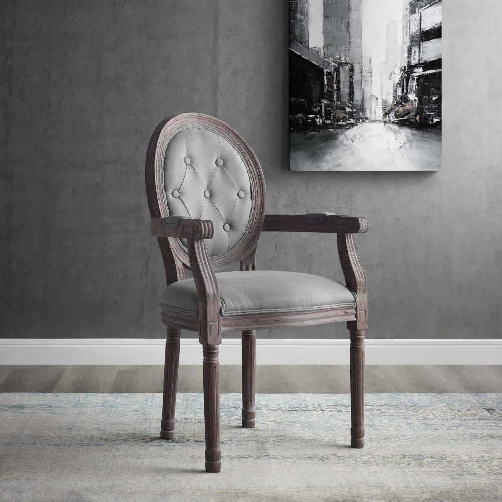 Arise Vintage French Dining Armchair, Light Gray