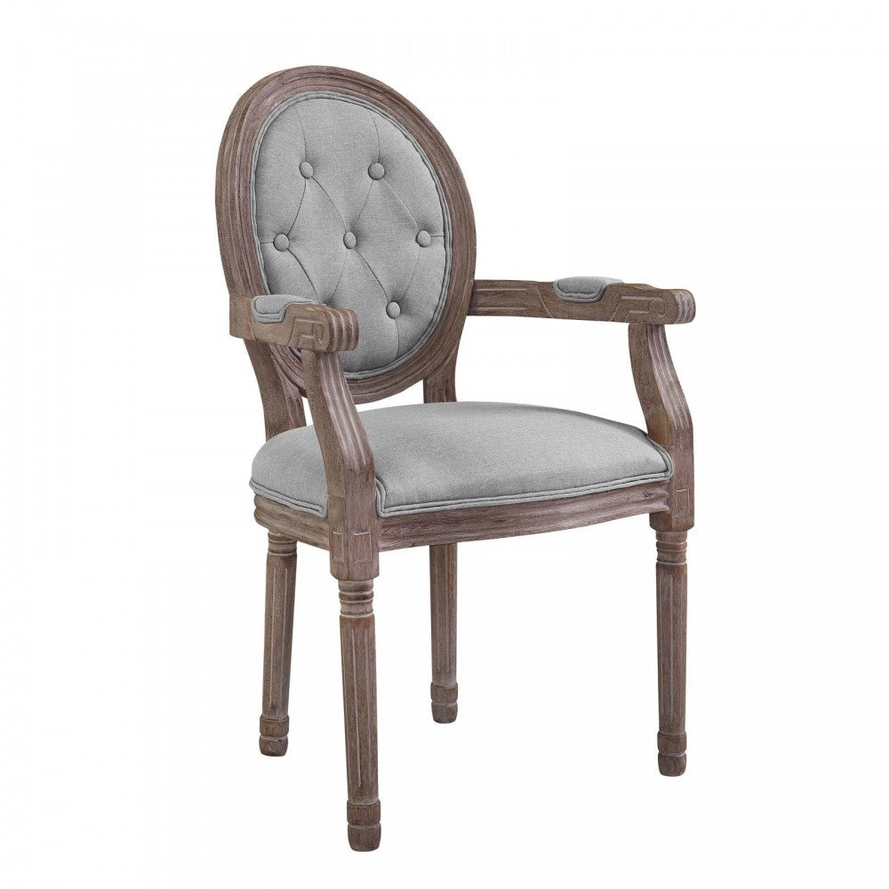 Arise Vintage French Upholstered Fabric Dining Armchair Set of 2, Gray, EEI-3106-LGR-SET