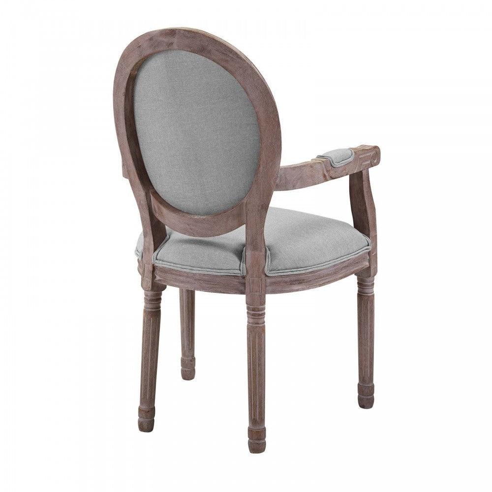 Arise Vintage French Upholstered Fabric Dining Armchair Set of 2, Gray, EEI-3106-LGR-SET