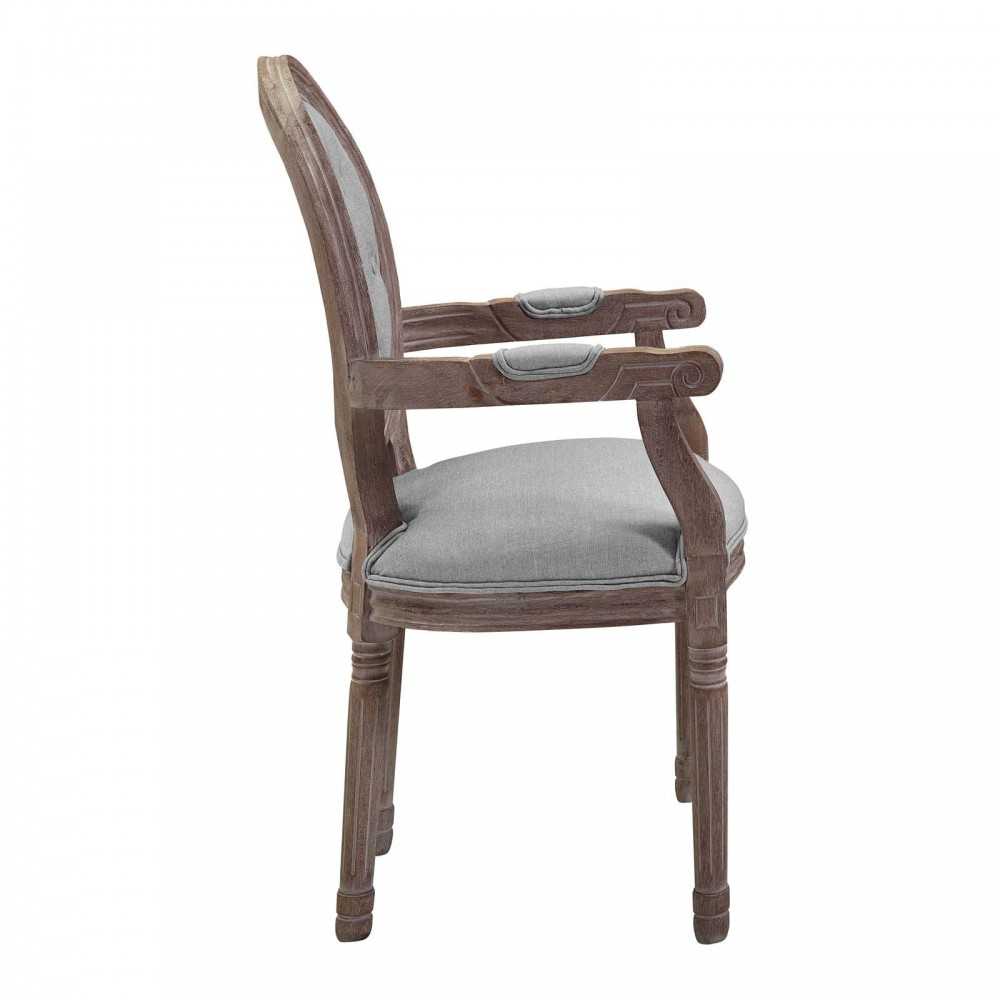 Arise Vintage French Upholstered Fabric Dining Armchair Set of 2, Gray, EEI-3106-LGR-SET