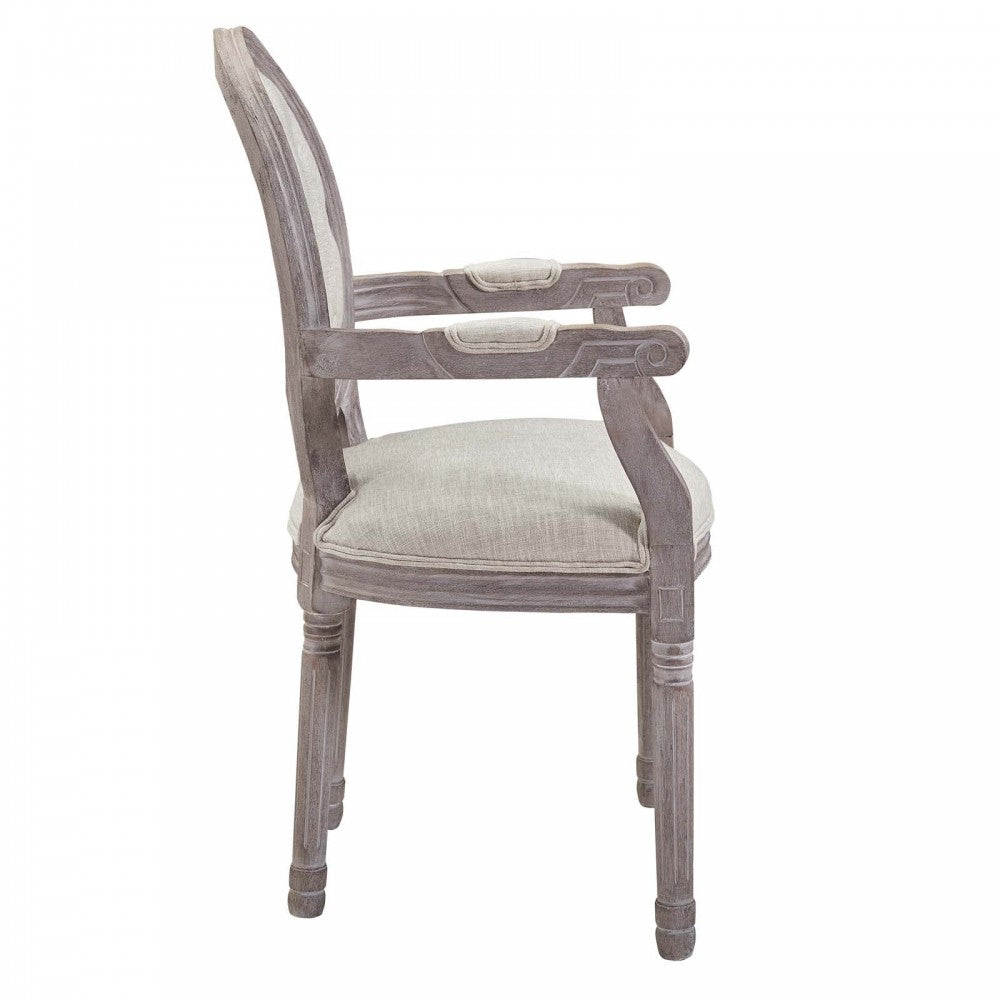 Arise Vintage French Upholstered Fabric Dining Armchair Set of 2, Gray, EEI-3106-BEI-SET