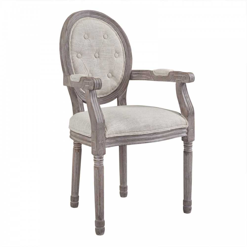 Arise Vintage French Upholstered Fabric Dining Armchair Set of 2, Gray, EEI-3106-BEI-SET