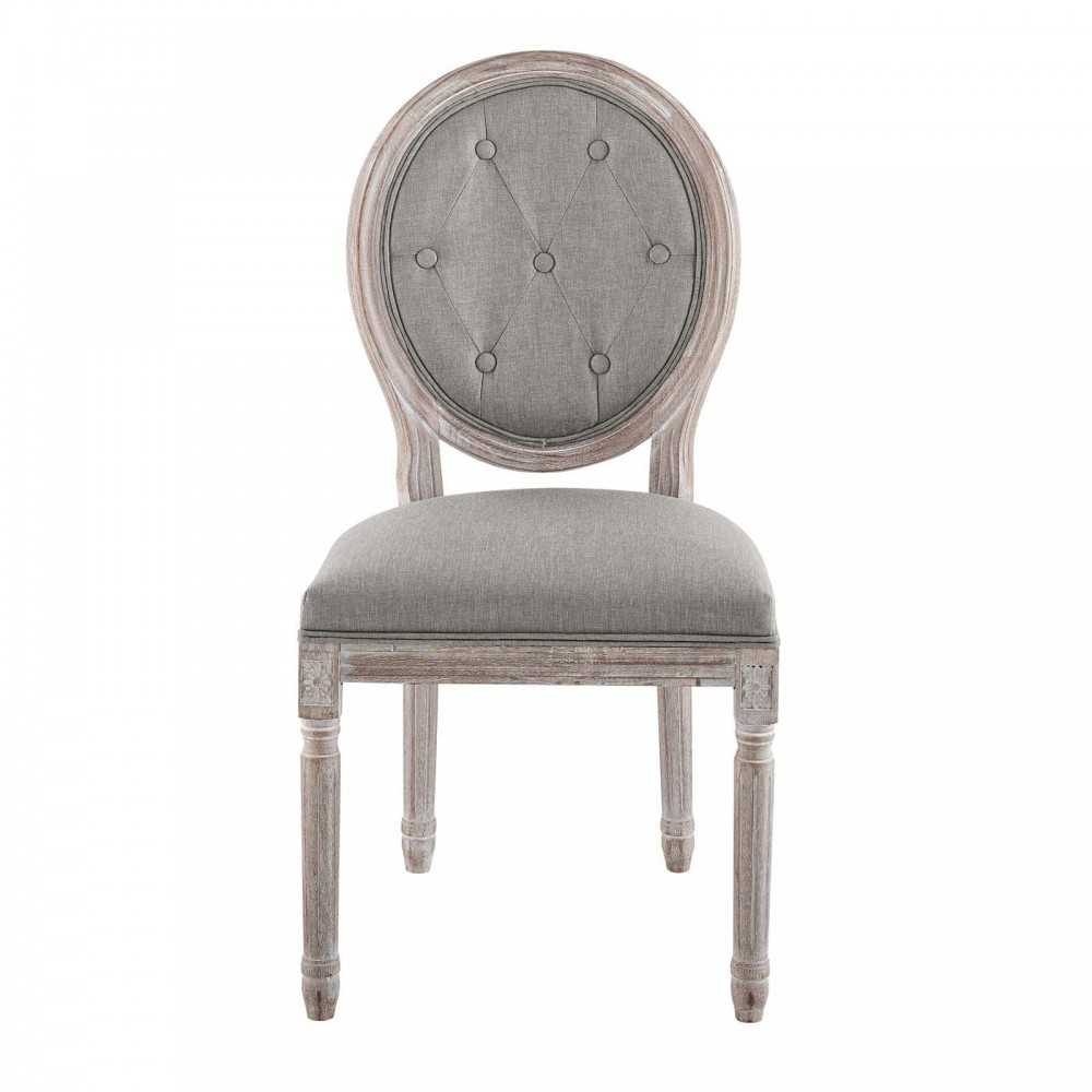 Arise Vintage French Upholstered Fabric Dining Side Chair, Light Gray