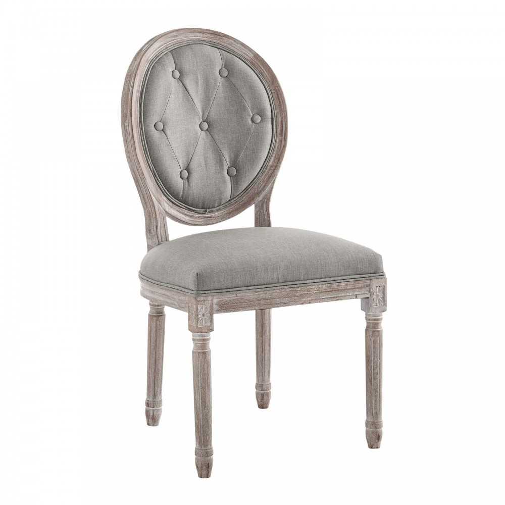 Arise Vintage French Upholstered Fabric Dining Side Chair Set of 2, Gray