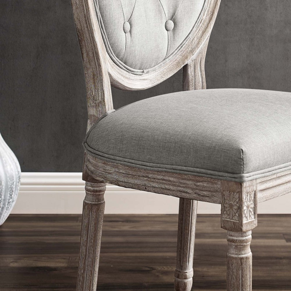 Arise Vintage French Upholstered Fabric Dining Side Chair Set of 2, Gray