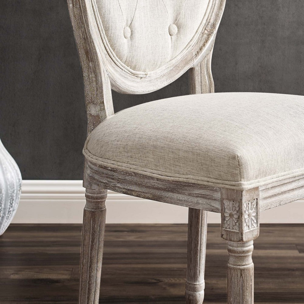 Arise Vintage French Upholstered Fabric Dining Side Chair Set of 2, White
