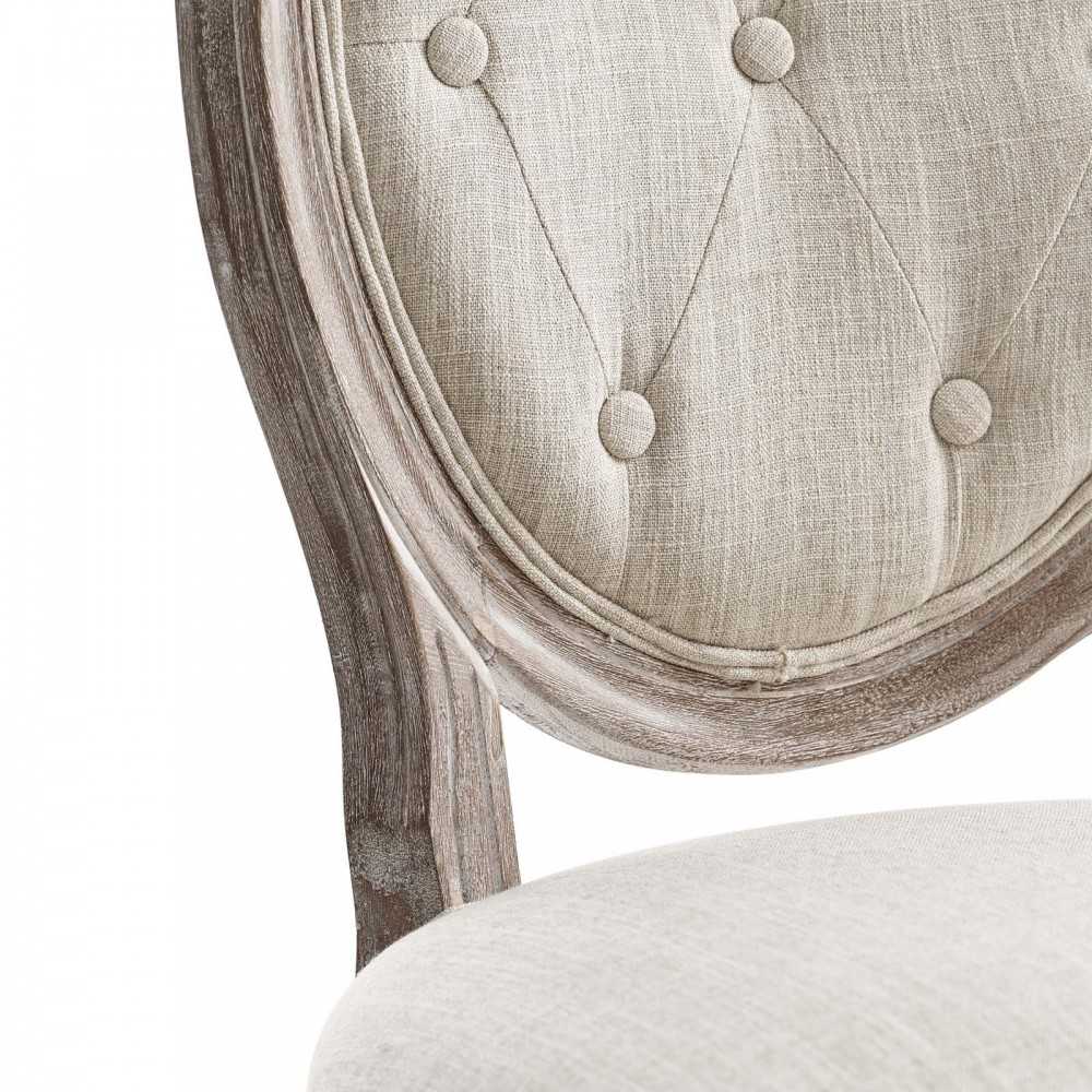 Arise Vintage French Upholstered Fabric Dining Side Chair Set of 2, White