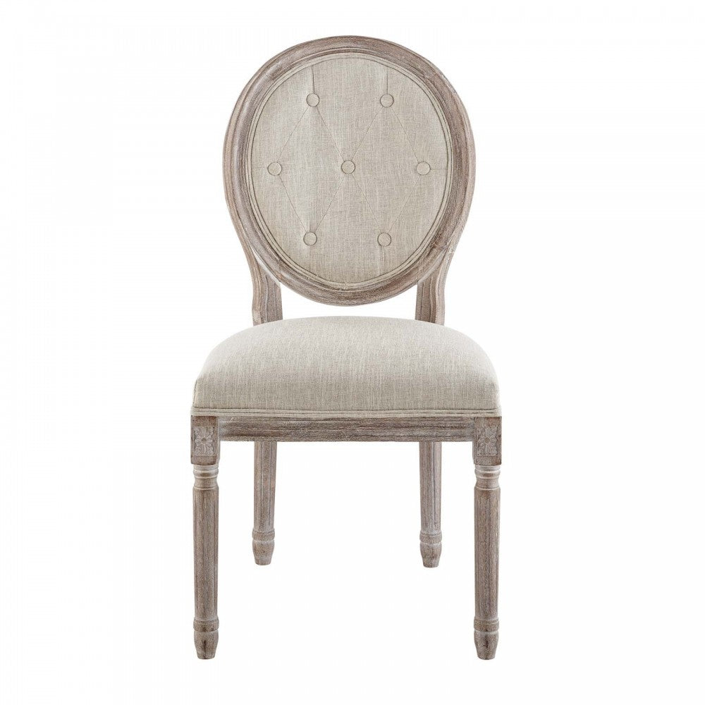 Arise Vintage French Upholstered Fabric Dining Side Chair Set of 2, White