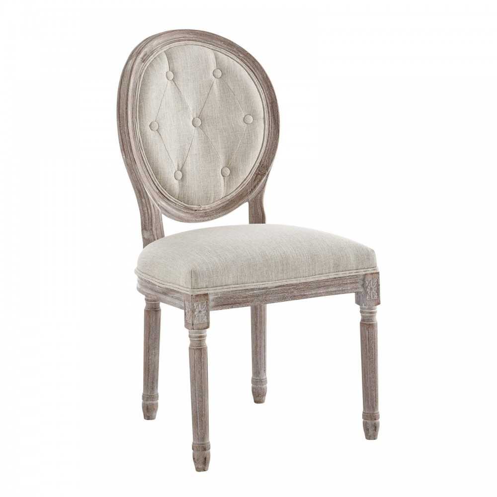 Arise Vintage French Upholstered Fabric Dining Side Chair Set of 2, White