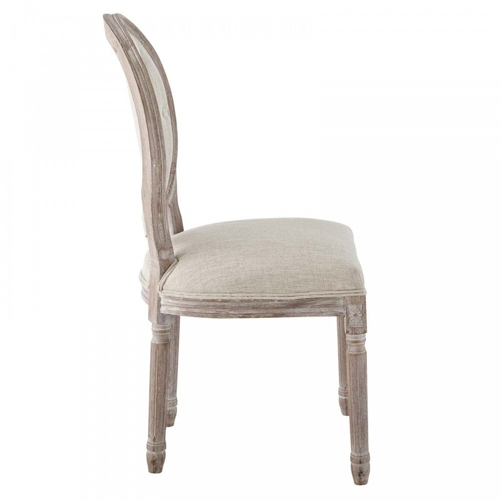 Arise Vintage French Upholstered Fabric Dining Side Chair Set of 2, White