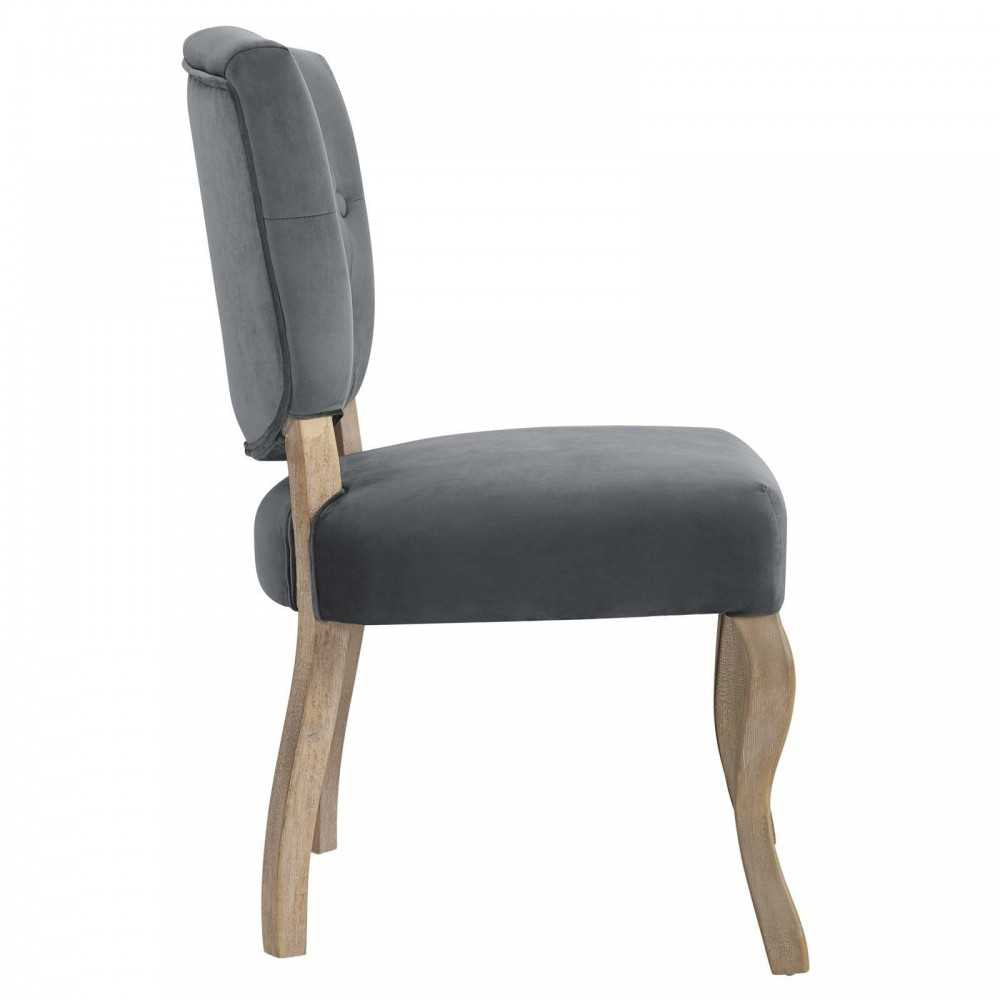 Array Vintage French Performance Velvet Dining Side Chair, Gray