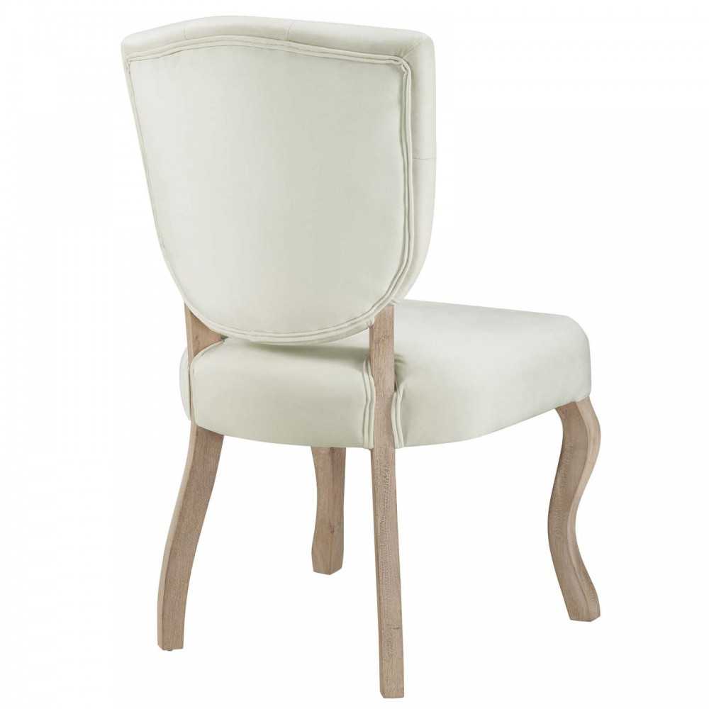 Array Vintage French Performance Velvet Dining Side Chair, Ivory
