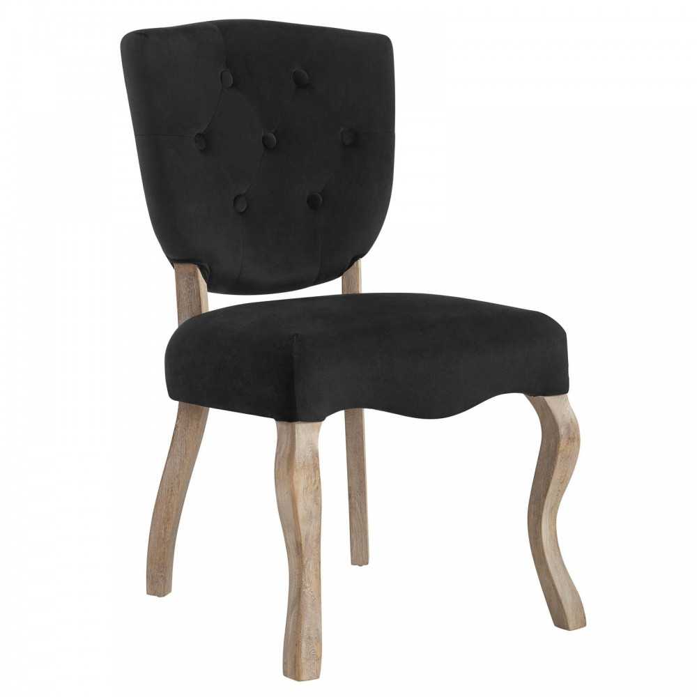 Array Vintage French Performance Velvet Dining Side Chair, Black