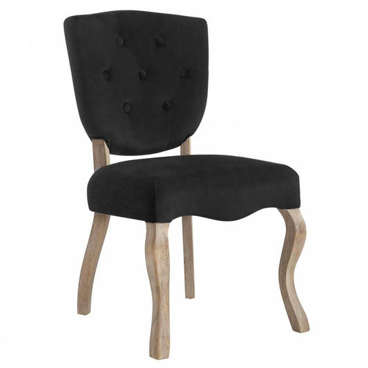 Array Vintage French Performance Velvet Dining Side Chair, Black