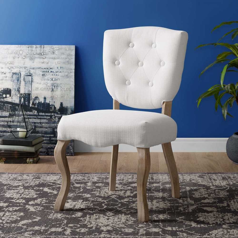 Array Vintage French Upholstered Dining Side Chair, White
