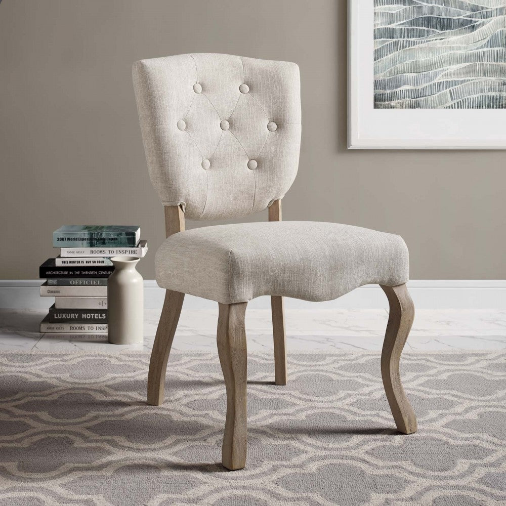Array Vintage French Upholstered Dining Side Chair, Beige