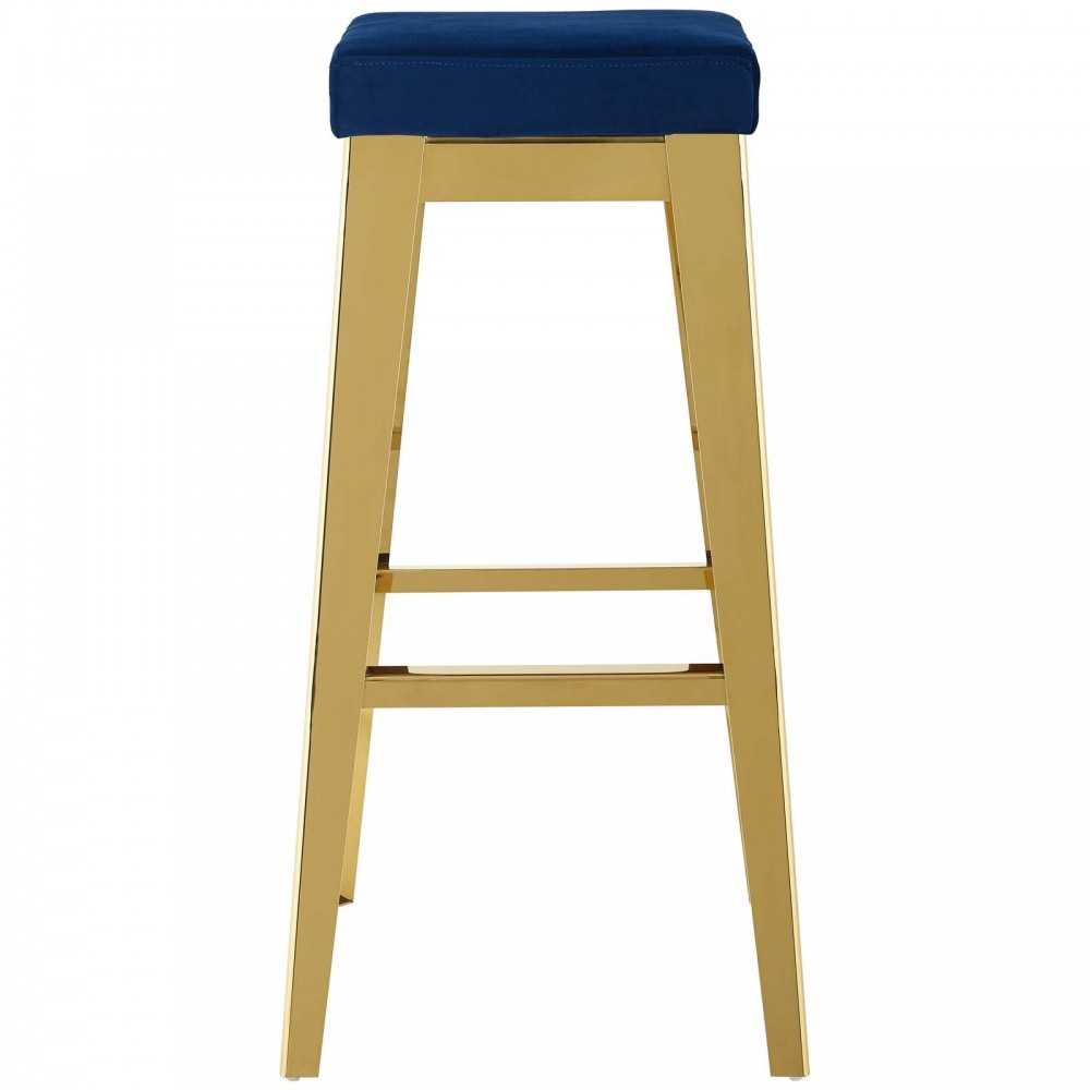 Arrive Gold Stainless Steel Performance Velvet Bar Stool, Gold Navy