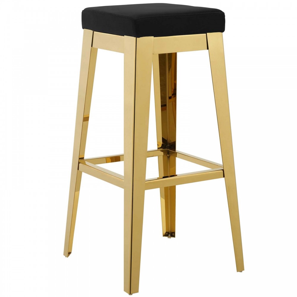 Arrive Gold Stainless Steel Performance Velvet Bar Stool, Gold Black