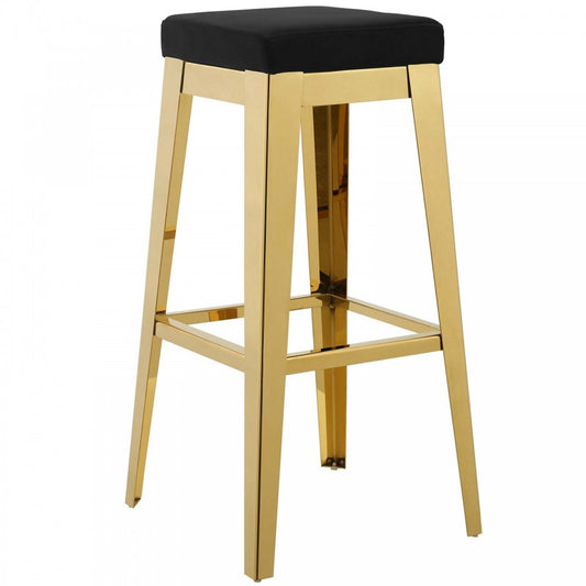 Arrive Gold Stainless Steel Performance Velvet Bar Stool, Gold Black