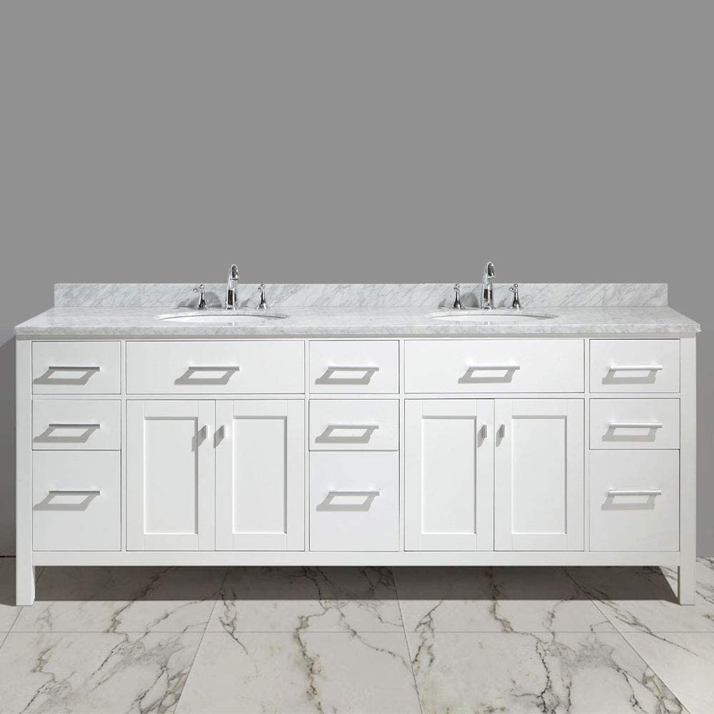 Design Element DEC076-84-W London 84 Inch Double Sink Vanity in White