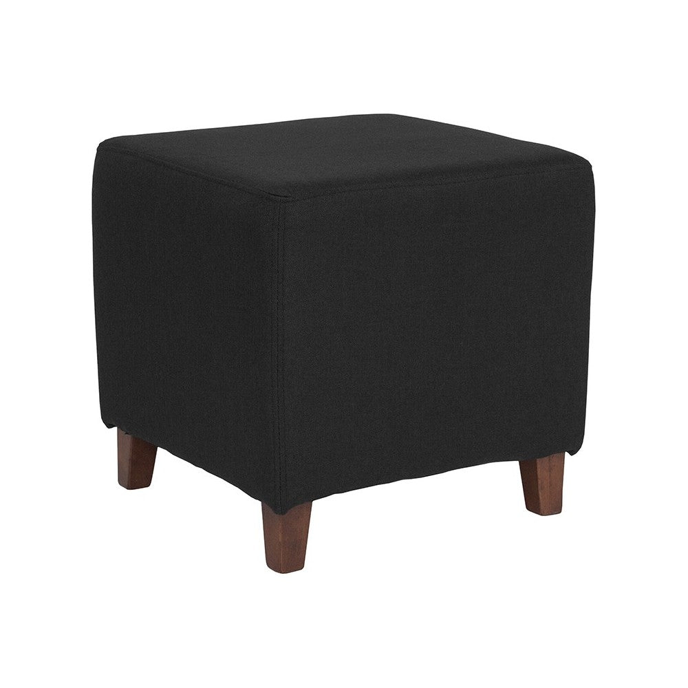 Ascalon Upholstered Ottoman Pouf in Black Fabric