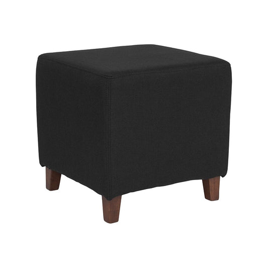 Ascalon Upholstered Ottoman Pouf in Black Fabric