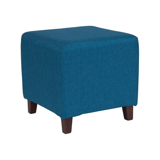Ascalon Upholstered Ottoman Pouf in Blue Fabric